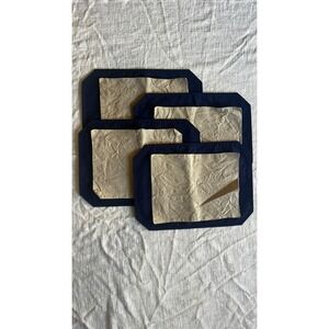 Vtg Set of 4 Navy Beige Placemat Tableware Table Setting 8-Pieces Kitchen Rustic